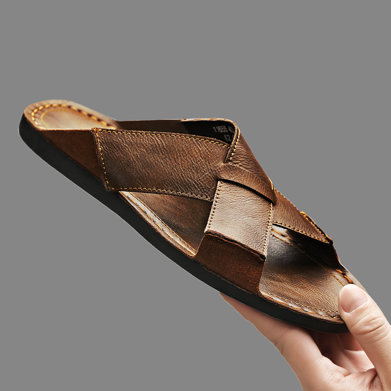 Men'S Shoes Qn - Модные мужские тапочки из натуральной кожи,