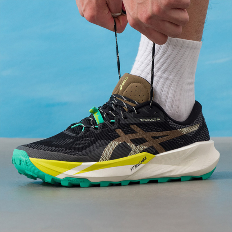 Men'S Shoes Yellow And Black - Мужские кроссовки Asics TRABUCO 14 черно-коричнево-желто-зеленые,