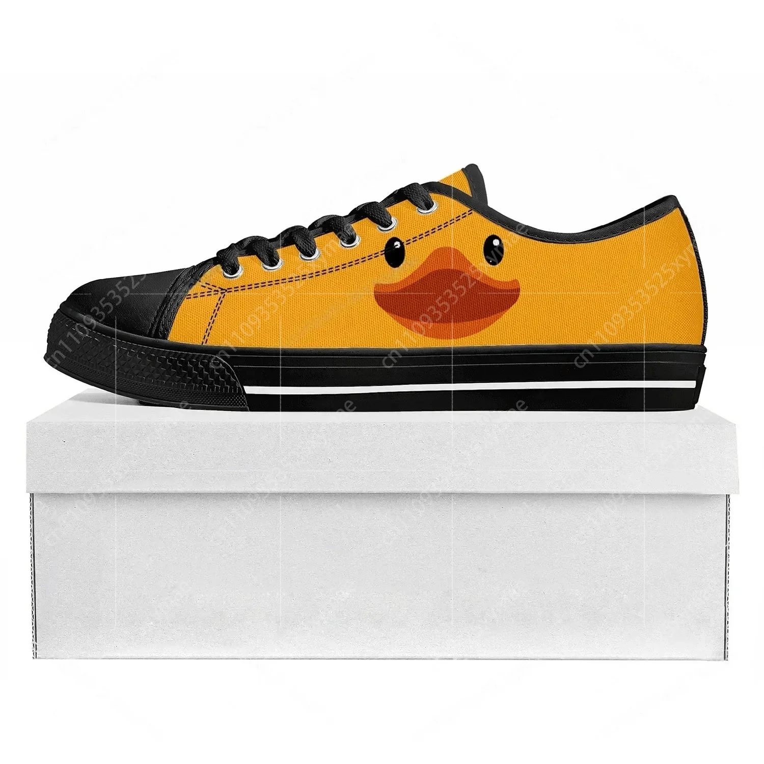 Men'S Shoes Yellow And Black - Кроссовки с принтом желтой утки, низкие,