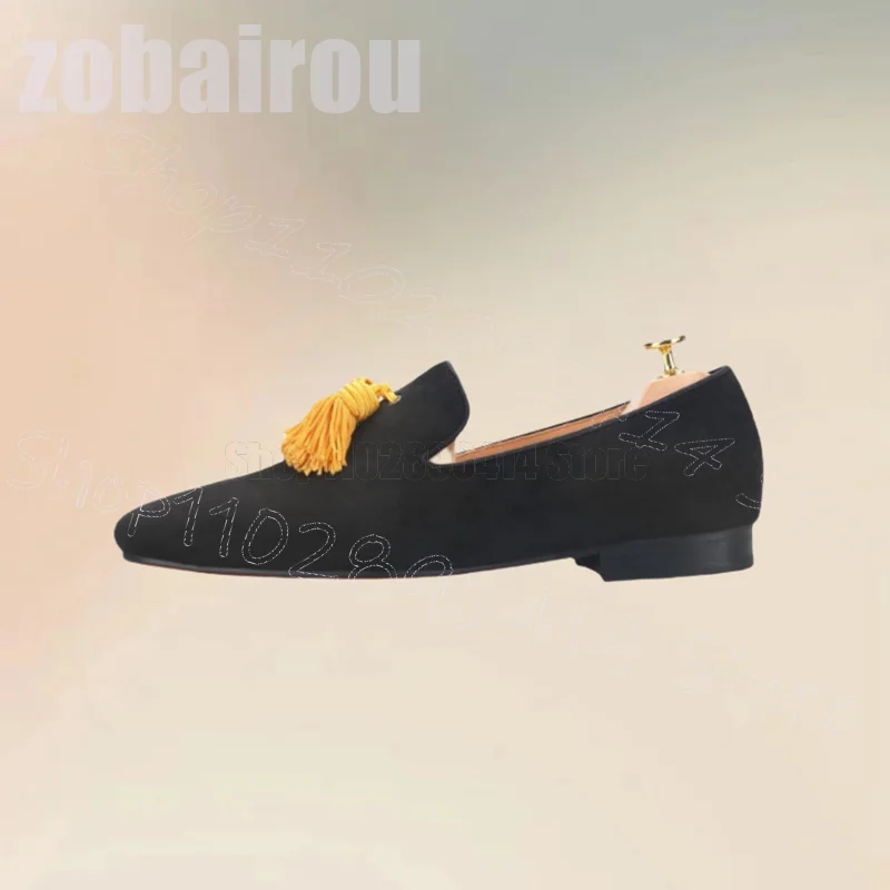 Men'S Shoes Yellow And Black - Мужские лоферы из черной замши с