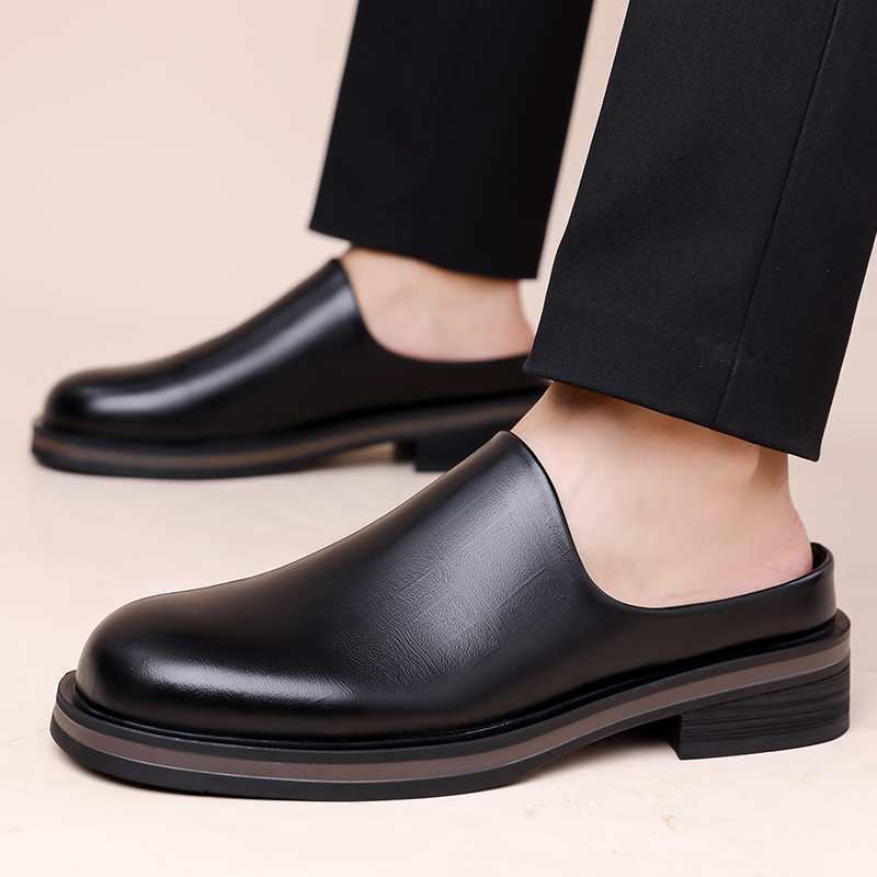 Men'S Shoes Qn - Мужские слипоны-мюли, глянцевые кожаные туфли на