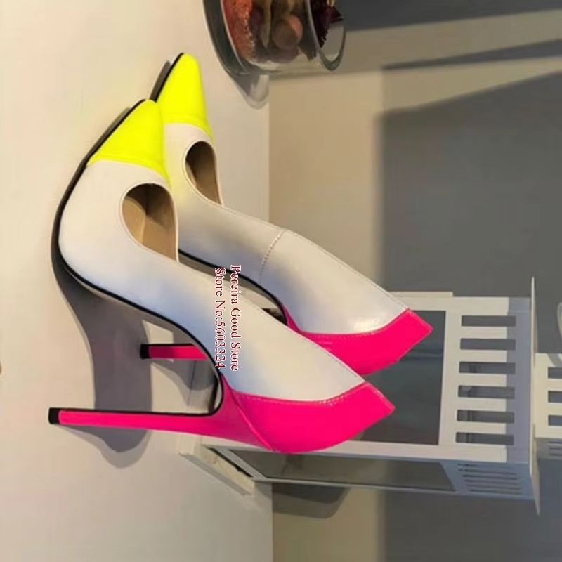 Men'S Shoes Yellow And Black - Сексуальные туфли-лодочки с острым носком и