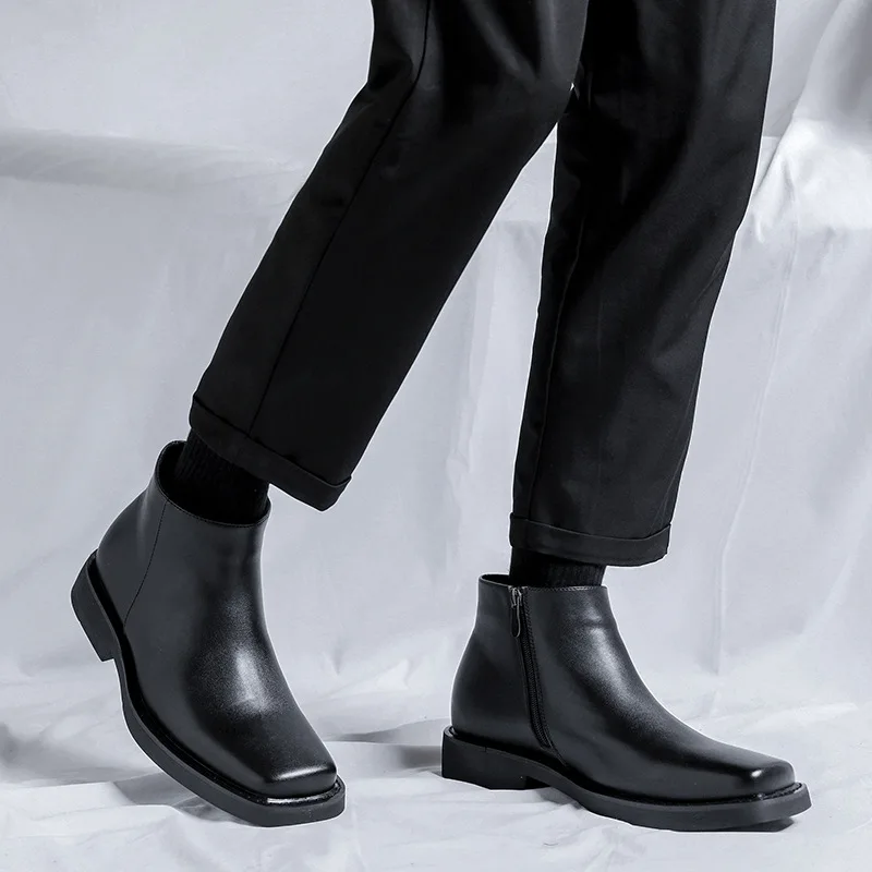 Черная новая модная мужская по – обзор и цена Men'S Shoes Qn